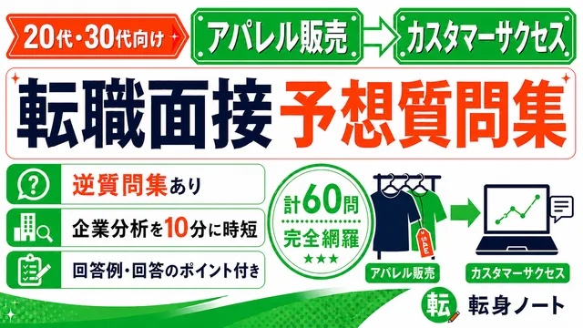 アパレル販売からカスタマーサクセスへの転職面接 予想質問集の表紙
