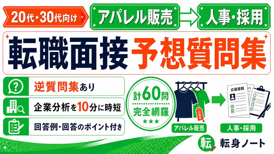 アパレル販売から人事・採用への転職面接 予想質問集の表紙
