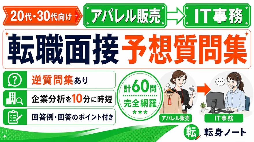 アパレル販売からIT事務への転職面接 予想質問集の表紙
