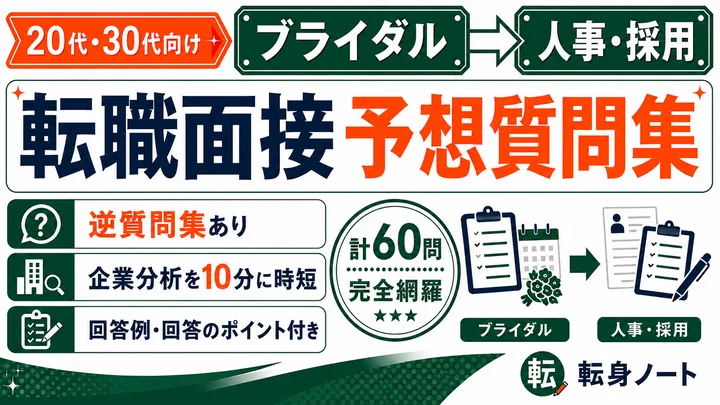 ブライダルから人事・採用への転職面接 予想質問集の表紙