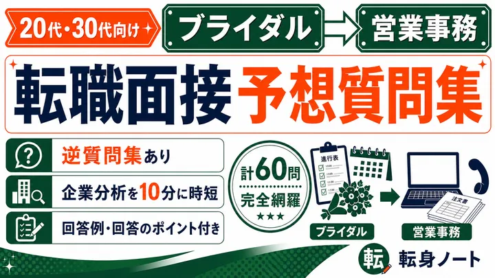 ブライダルから営業事務への転職面接 予想質問集の表紙