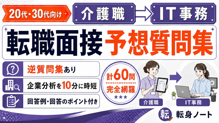 介護職からIT事務への転職面接 予想質問集の表紙