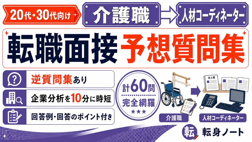 介護職から人材コーディネーターへの転職面接 予想質問集の表紙