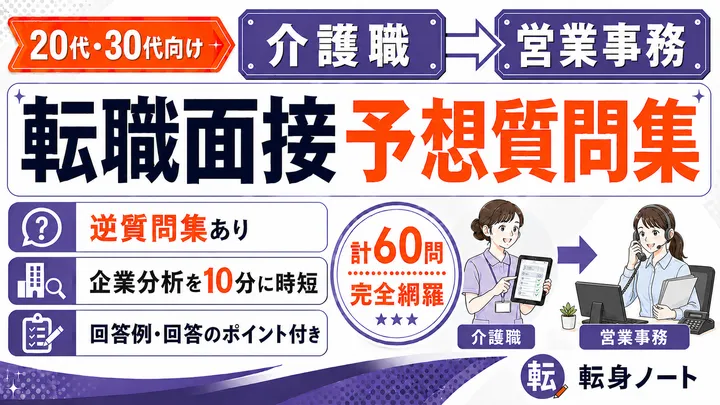 介護職から営業事務への転職面接 予想質問集の表紙