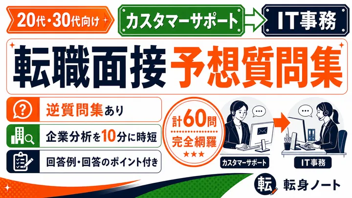 カスタマーサポートからIT事務への転職面接 予想質問集の表紙