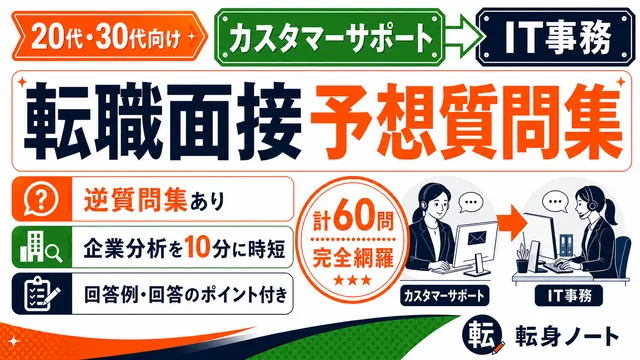 カスタマーサポートからIT事務への転職面接 予想質問集の表紙