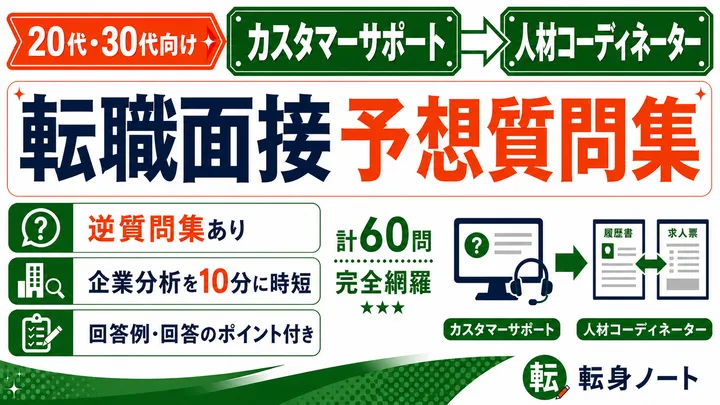 カスタマーサポートから人材コーディネーターへの転職面接 予想質問集の表紙