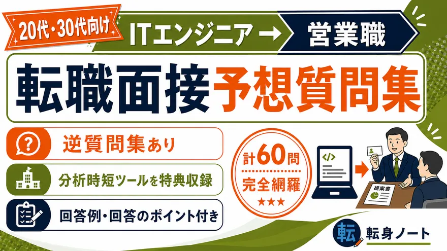 ITエンジニアから営業職への転職面接 予想質問集の表紙