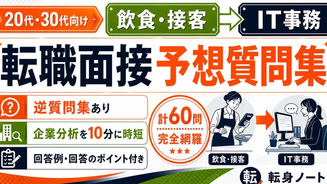 飲食・接客からIT事務への転職面接 予想質問集の表紙