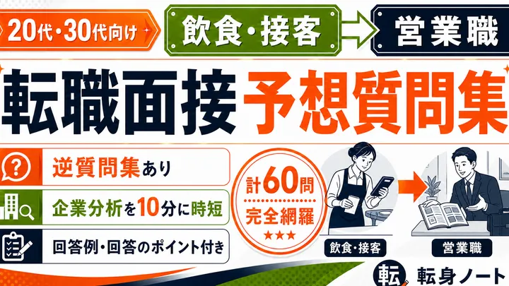 飲食・接客から営業職への転職面接 予想質問集の表紙