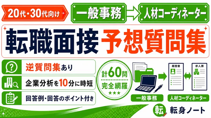 一般事務から人材コーディネーターへの転職面接 予想質問集の表紙