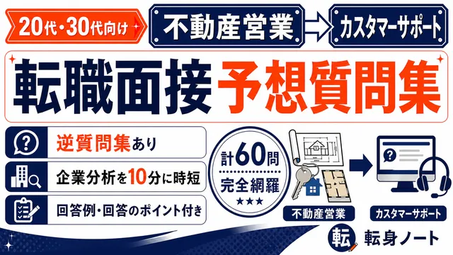 不動産営業からカスタマーサポートへの転職面接 予想質問集の表紙