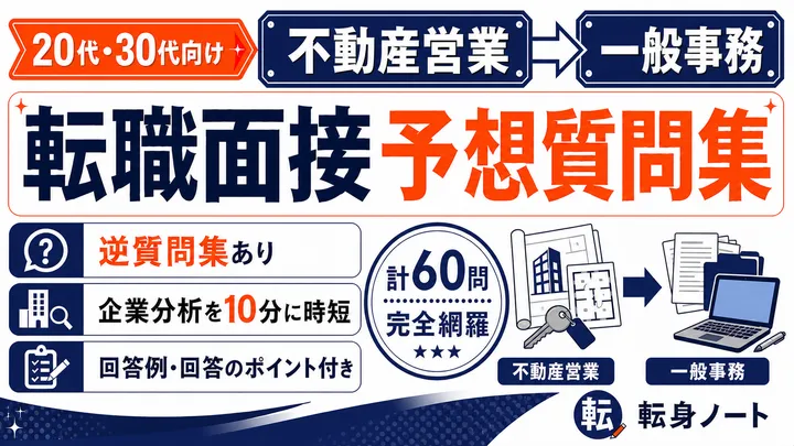 不動産営業から一般事務への転職面接 予想質問集の表紙