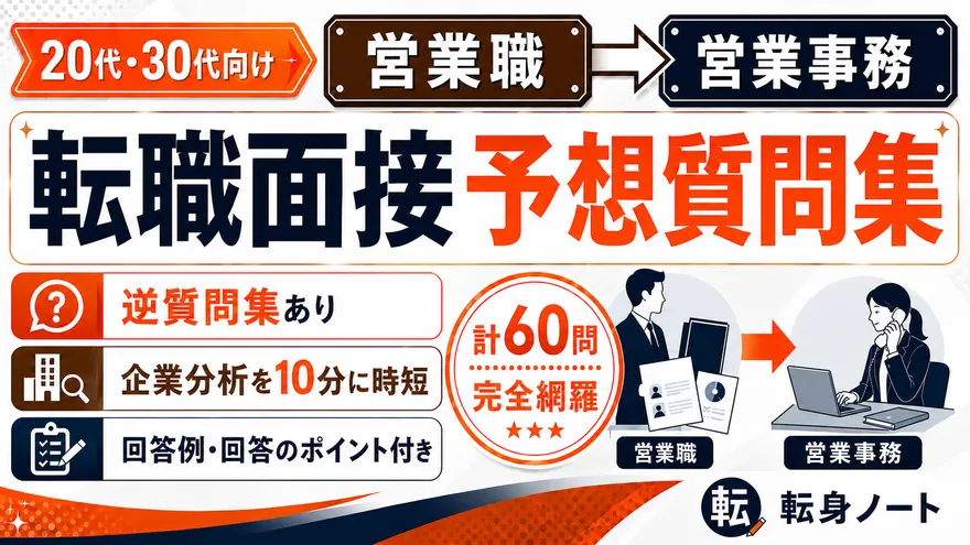 営業職から営業事務への転職面接 予想質問集の表紙