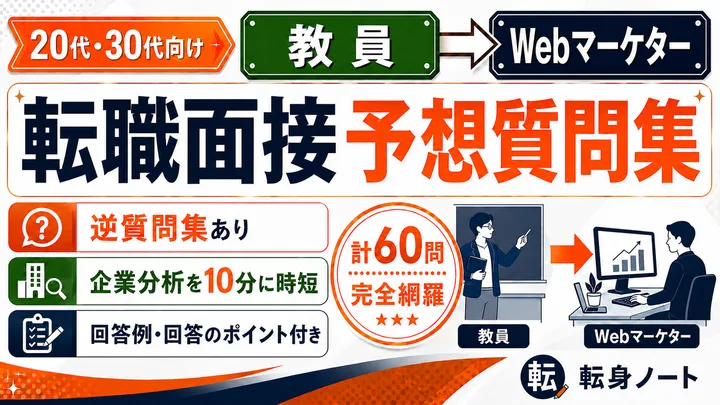 教員からWebマーケターへの転職面接 予想質問集の表紙