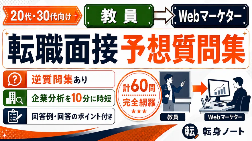 教員からWebマーケターへの転職面接 予想質問集の表紙