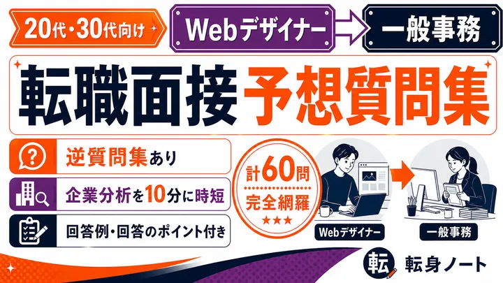Webデザイナーから一般事務への転職面接 予想質問集の表紙