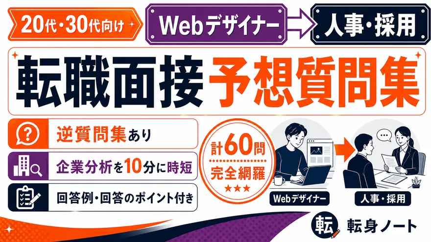 Webデザイナーから人事・採用への転職面接 予想質問集の表紙